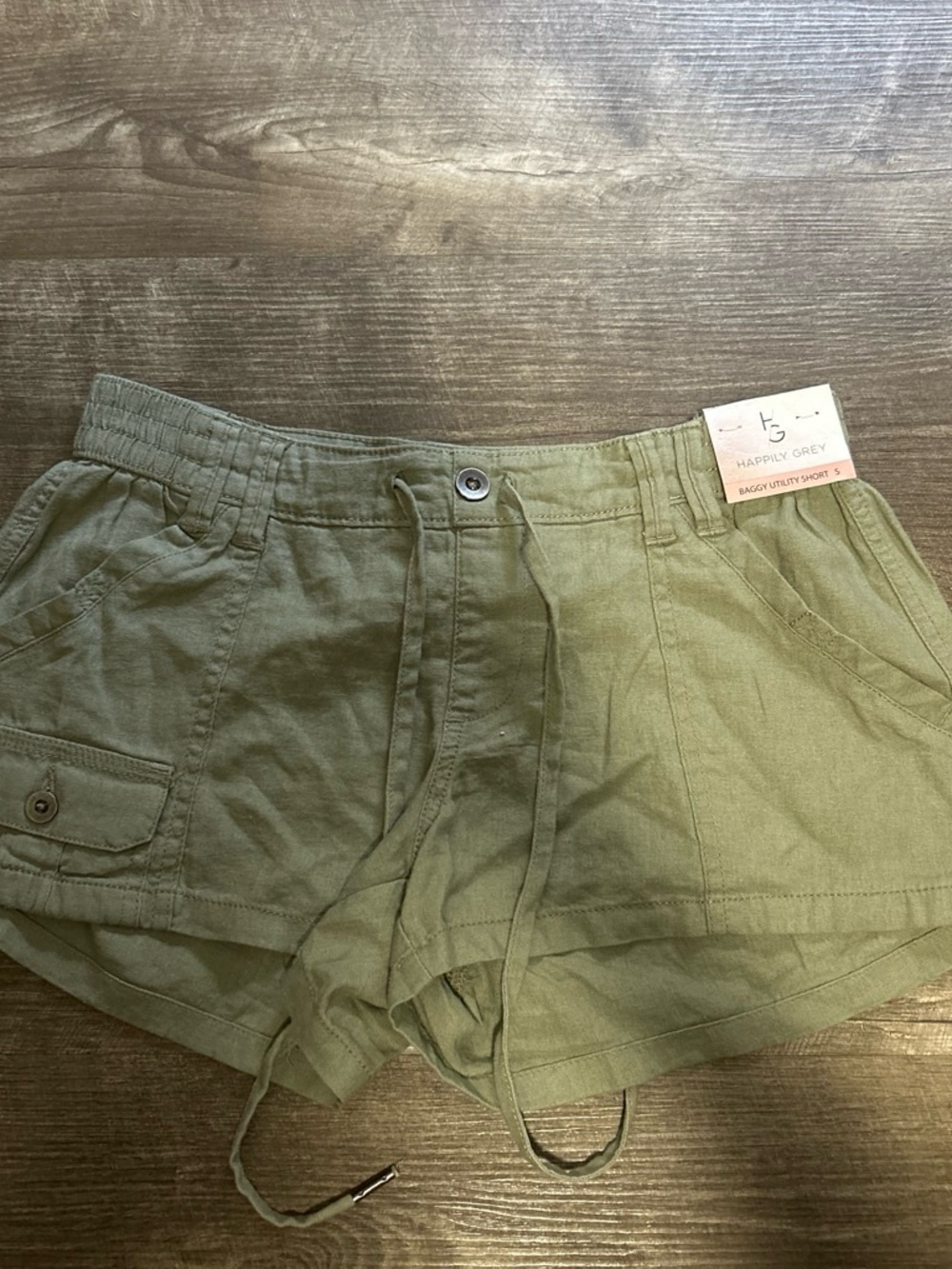 Happily Grey Olive Cargo Drawstring Women’s Shorts
